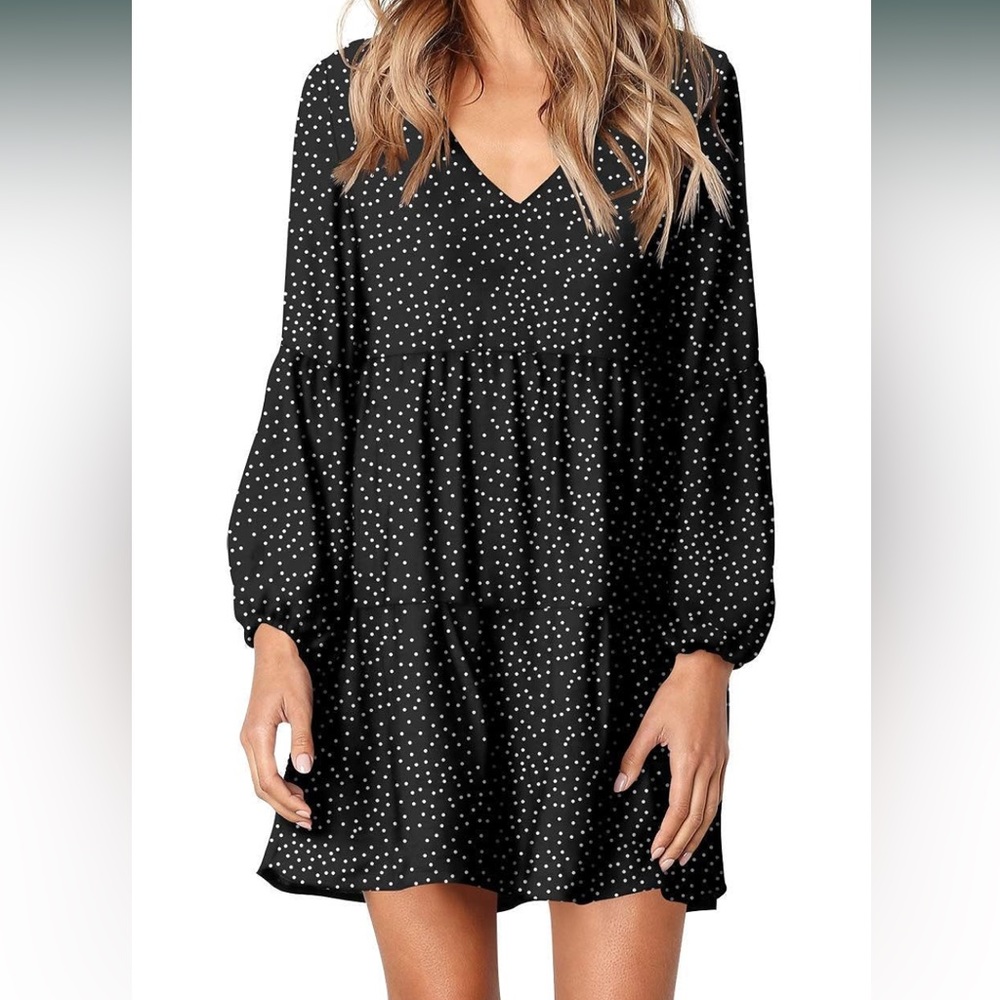 Black Polka Dot Swing Dress